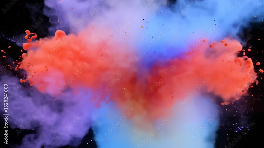Vibrant Explosion of Colorful Powder in Dark Background Vibrant Explosion of Colorful Powder in Dark Background