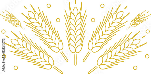 Wheat Stalk Vector Drawing Clean Line Art Agriculture Food Illustration