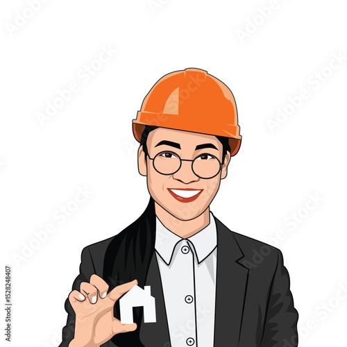Beautiful corporate women in black suit vector illustration