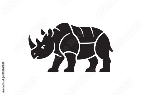 Armored Rhino icon silhouette vector with white background