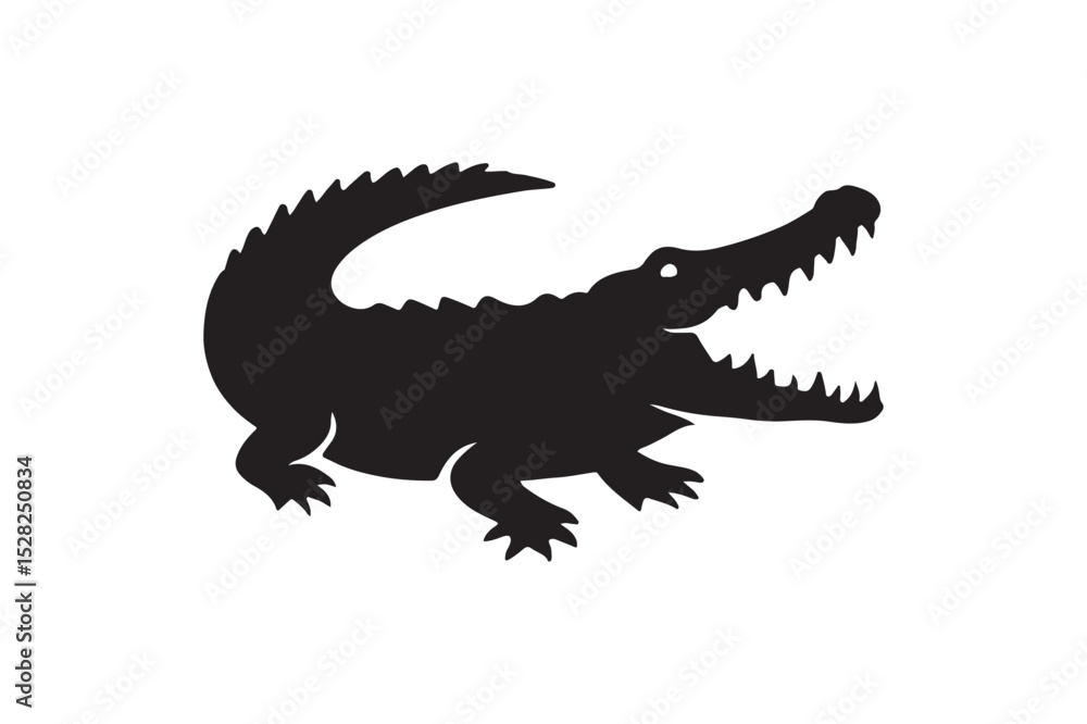 Naklejka premium Crocodile Bite silhouette vector with white background
