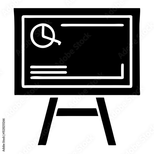 Simple chalkboard with presentation chart and lines. Chalkboard on easel stand shows simple presentation graphics. This chalkboard graphic is perfect for presentations.