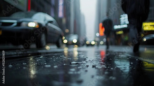 Wallpaper Mural Rainy city street scene at night. Torontodigital.ca