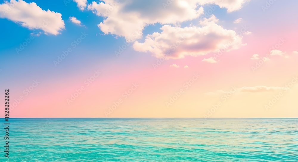 Serene Ocean Horizon: Pastel Sky, Tranquil Waters, and Peaceful Escape Serene Ocean Horizon: Pastel Sky, Tranquil Waters, and Peaceful Escape