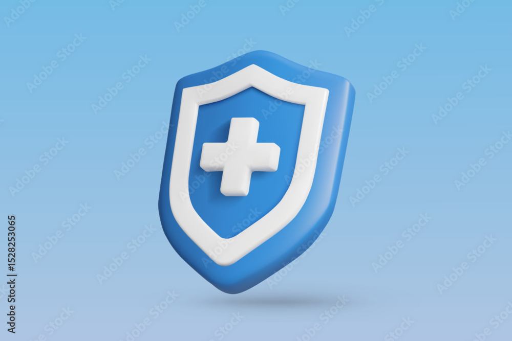 Fototapeta premium 3D rendering of a Shield on a blue background.