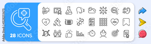 Mental conundrum, World vaccination and Chemical formula line icons. Interest rate, AI generate, Inflation icons. Pack of New products, Density, Histogram icon. Vector