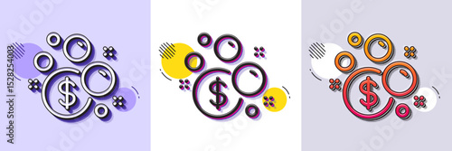Launder money line icon. Halftone dotted pattern. Gradient icon with grain shadow. Cash corruption sign. Tax avoidance symbol. Line launder money icon. Various designs. Vector