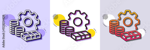 Money line icon. Halftone dotted pattern. Gradient icon with grain shadow. Transfer payment sign. Bank account maintenance symbol. Line money icon. Various designs. Vector