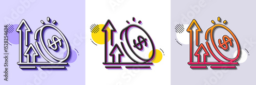 Excise duty line icon. Halftone dotted pattern. Gradient icon with grain shadow. Rise price sign. Inflation or Tax rate symbol. Line excise duty icon. Various designs. Vector