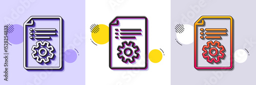 Technical documentation line icon. Halftone dotted pattern. Gradient icon with grain shadow. Instruction sign. Line technical documentation icon. Various designs. Vector