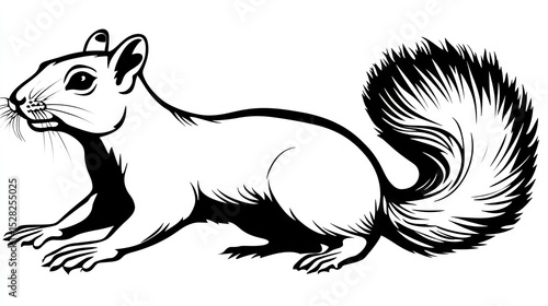 Wallpaper Mural Detailed black and white illustration of a squirrel. Torontodigital.ca