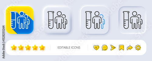 Medical analyzes line icon. Neumorphic, Flat shadow, 3d buttons. Medicine beaker sign. Pharmacy medication symbol. Line medical analyzes icon. Social media icons. Vector