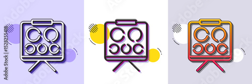 Vision board line icon. Halftone dotted pattern. Gradient icon with grain shadow. Oculist eye clinic sign. Optometry symbol. Line vision board icon. Various designs. Vector