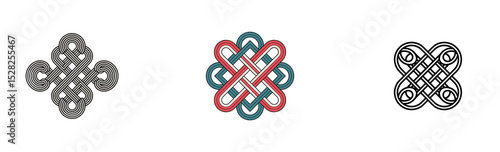 vector ornament outline knots medieval sign infinite pattern sticker abstract geometric elements design.