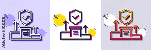 Security agency line icon. Halftone dotted pattern. Gradient icon with grain shadow. Cyber defence sign. Private protection symbol. Line security agency icon. Various designs. Vector