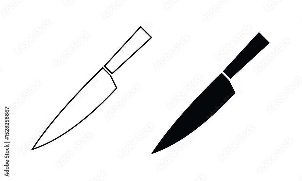 Obraz premium Kitchen knife icon vector and outline. Knife icon. Knife silhouettes. Knife vector icons. Hunting knife.