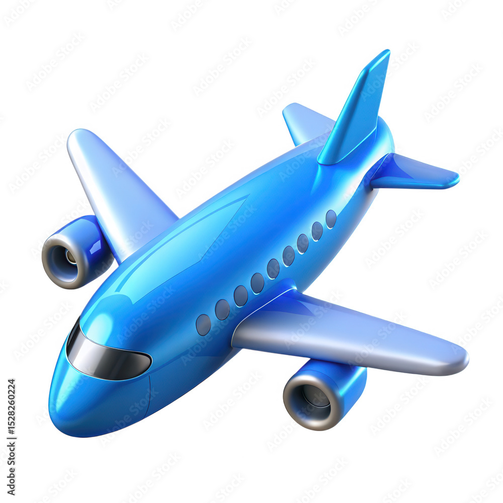 Naklejka premium 3d cartoon airplane model isolated on transparent background