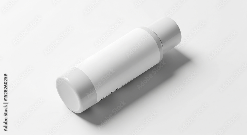 Blank white cosmetic bottle mockup, 3d rendering isolated on white background. Created using generative AI tools Blank white cosmetic bottle mockup, 3d rendering isolated on white background. Created using generative AI tools