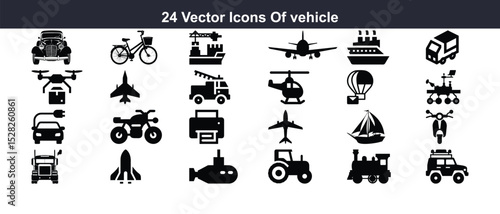 24 Vector Icons of Vehicles Transportation Icons Set