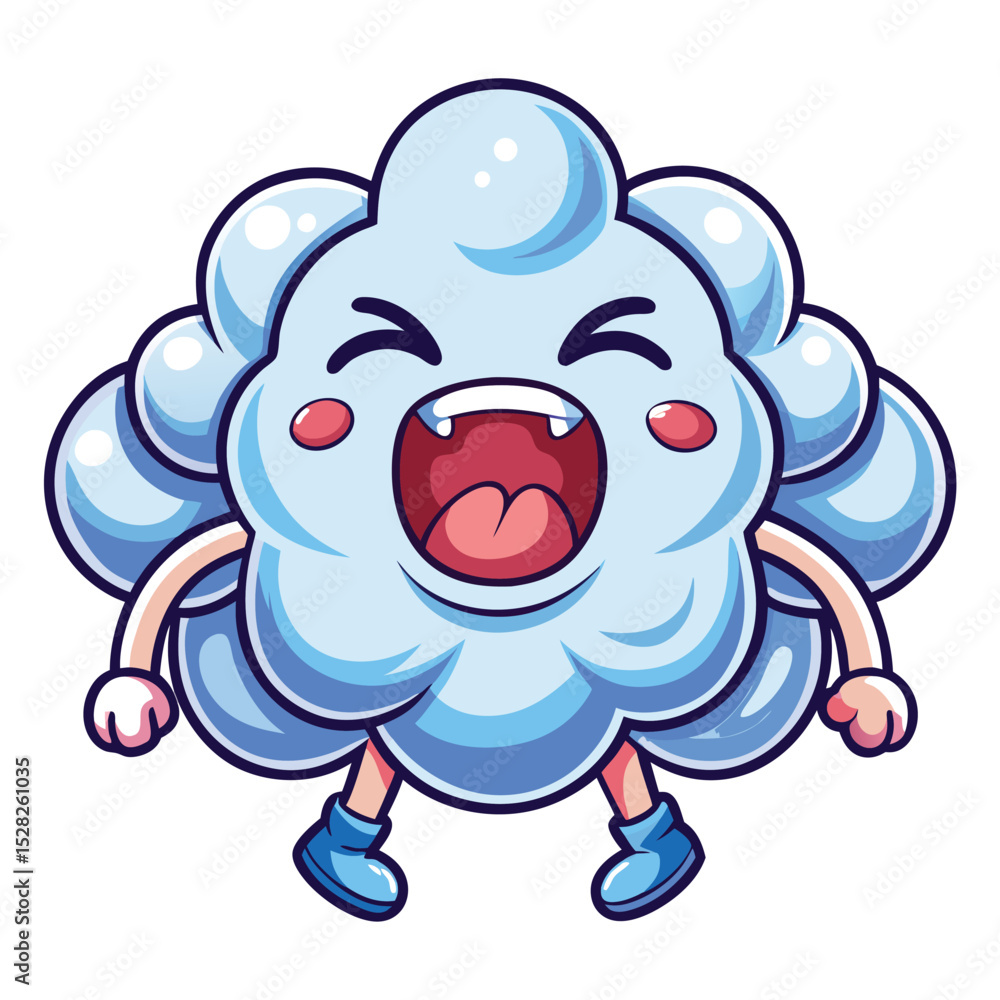 Fototapeta premium cartoon cloud with tiny arms and legs yawning