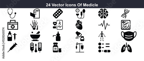 24 Medical Icons Vector Graphics for Healthcare