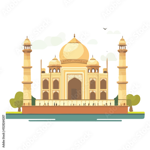 2D flat vector illustration of World Heritage Sites, isolated on a white background.