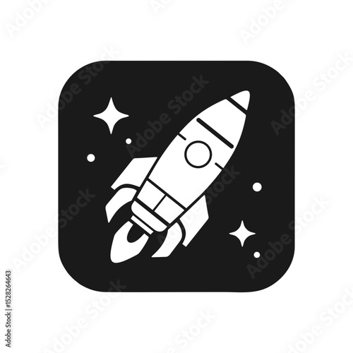 Rocket soaring in space with futuristic mood