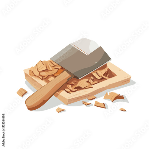 Wood Shaving vector 2D flat illustration, isolated on a white background.