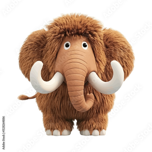 Woolly Mammoth vector 2D flat illustration, isolated on a white background.