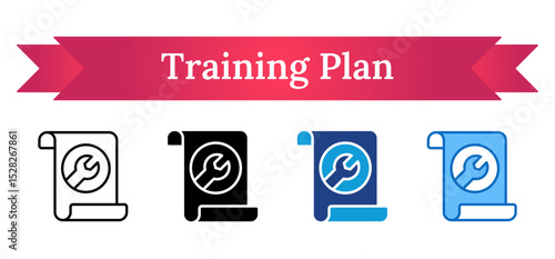 Training Plan Multi Style - Scroll with wrench symbolizing a structured training plan or technical instruction guide