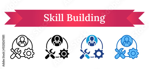 Skill Building Multi Style - Trainer profile with gear and tools representing teaching resources for technical skill building