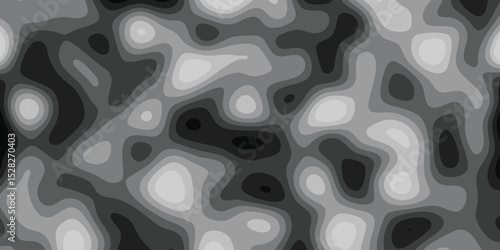 Abstract topographic contour map in grayscale illustrating elevation and terrain variation suitable for background designs