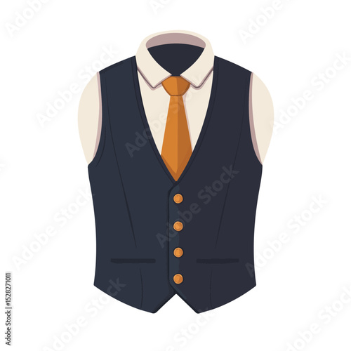 Waistcoat 2D flat vector illustration, isolated on a white background.