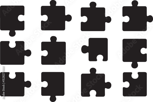 Puzzle piece editable vector logic game icon flat style