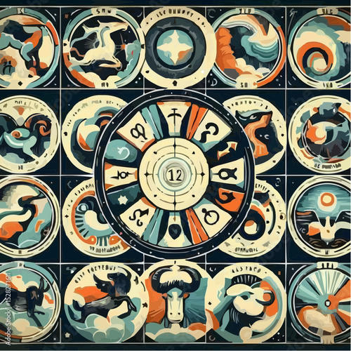 artistic illustration of the esoteric circle of signs 18