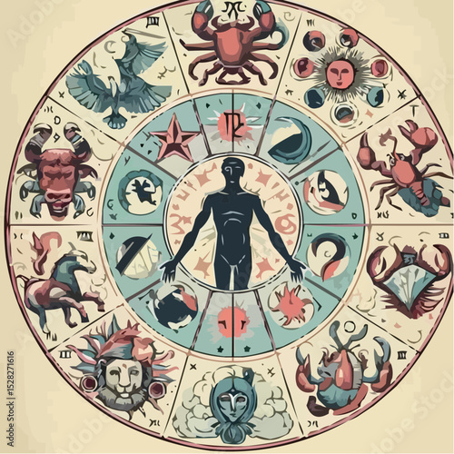 artistic illustration of the esoteric circle of signs 17