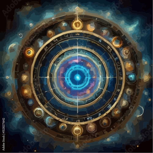 artistic illustration of the esoteric circle of signs 14