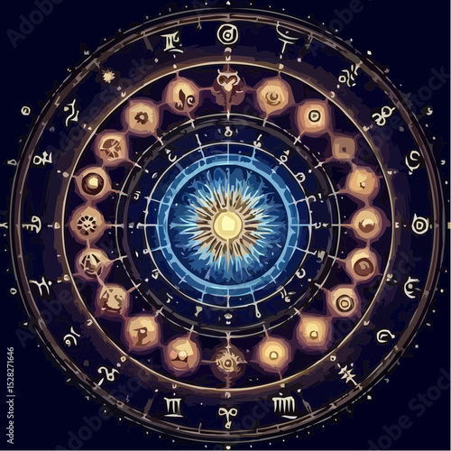 artistic illustration of the esoteric circle of signs 13