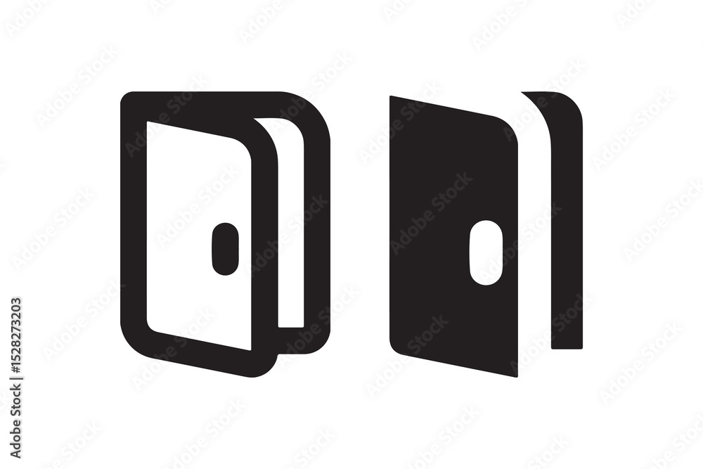 Open and closed door icons representing accessibility options Open and closed door icons representing accessibility options