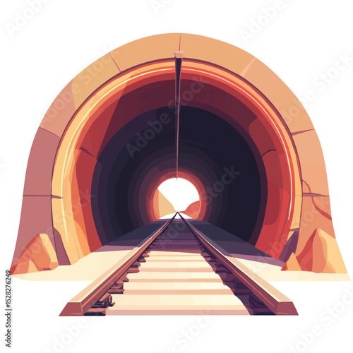 Tunnel Systems vector 2D flat illustration, isolated on a white background.