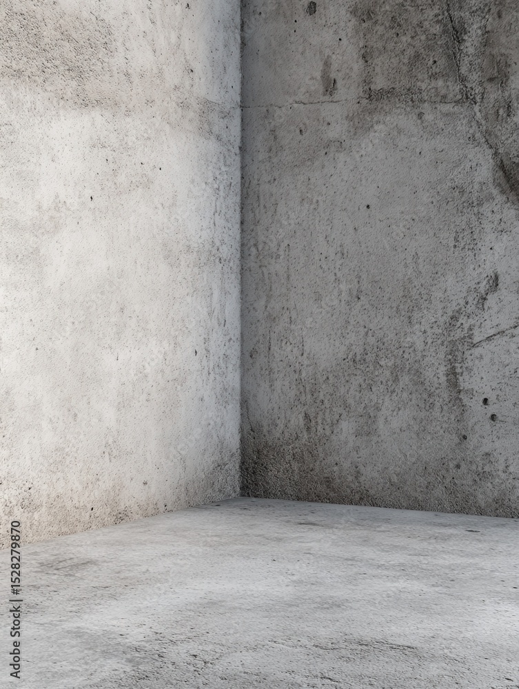 Fototapeta premium Neutral interior background features bare concrete wall with a corner detail