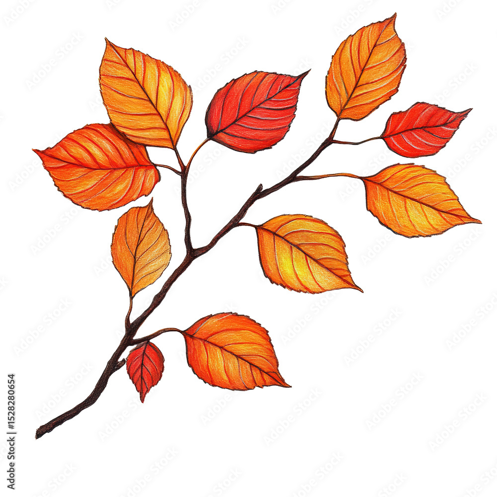 Leafy branch with orange leaves Leafy branch with orange leaves
