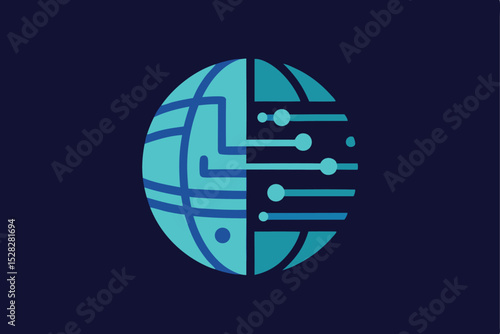 stylized globe with continents vector illustration