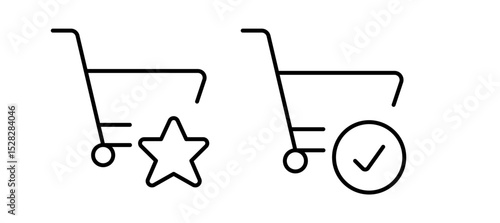Shopping cart line art icon for apps and websites
, Pixel perfect thin line icon set of shopping car t trolley basket, Vector illustration.