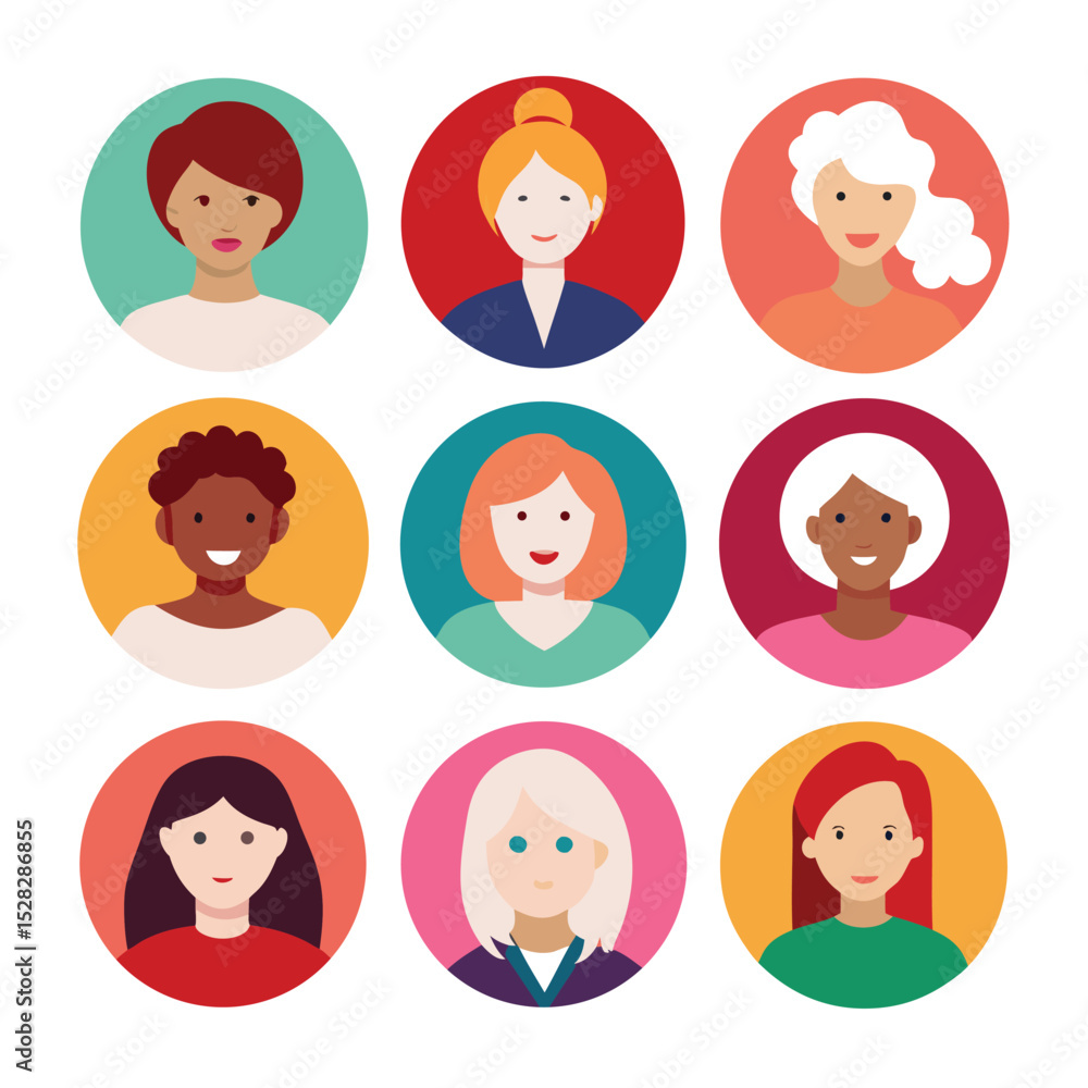 womens day badge set diverse skin tones vector womens day badge set diverse skin tones vector