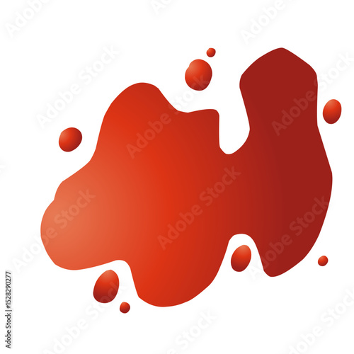 Crimson fluid art illustration with scattered droplets on a black background