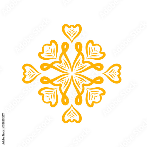 Golden ornamental flourish symmetrically on a dark backdrop radiating artistry