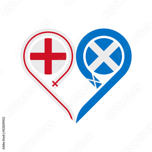 Free Download friendship concept. heart symbol icon of england and scotland flags. vector illustration isolated on white background - GFXLoad