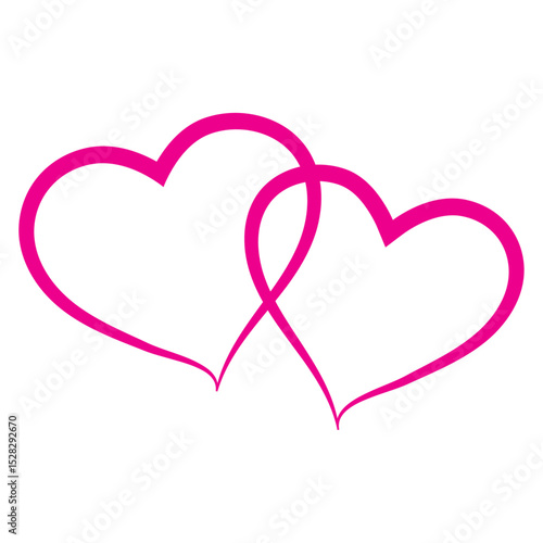 Overlapping Pink Heart Outline – Romantic Love Symbol for Couples and Weddings