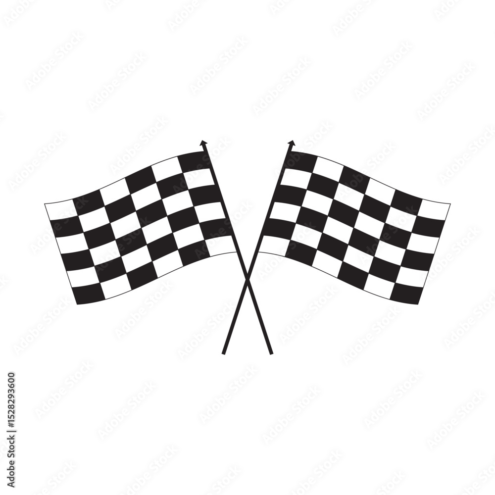 Fototapeta premium Checkered racing flag icon .Racing flag with checkered flag. racing flag checkered icon isolated on white background. Two crossed checkered flags silhouette.